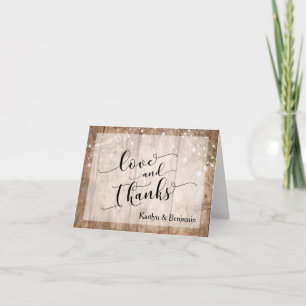 Rustic Pale Brown Wood & White Lights Thank You