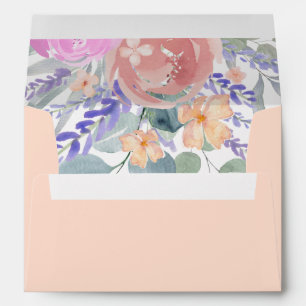 Rustic Pale Peach Eucalyptus & Floral Wedding Envelope