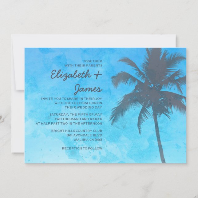 Rustic Palm Trees Wedding Invitations (Front)