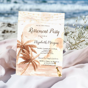 Rustic Palms,Balloons,Wine Retirement Party Invitation