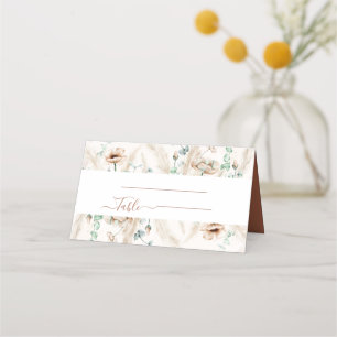 rustic pampas grass elegant boho botanical foliage place card