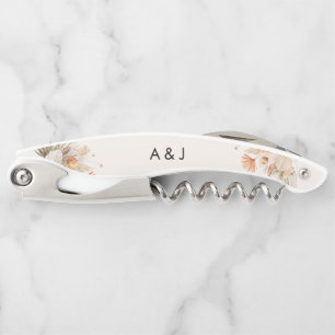 Rustic pampas grass floral wedding corkscrew