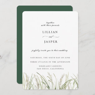 Rustic Pampas Grass Wedding Invitation