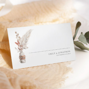 Rustic Pampas Grasses Names Date Wedding Place Card