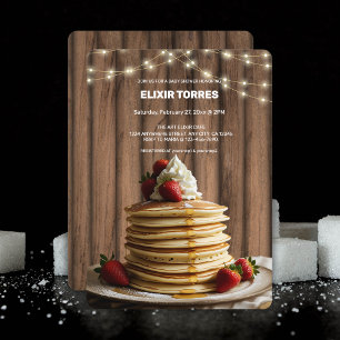 Rustic Pancakes Baby & Brunch Baby Shower Invitation