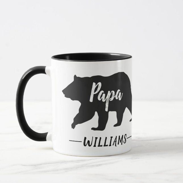 Rustic Papa Bear Monogram Name Mug (Left)