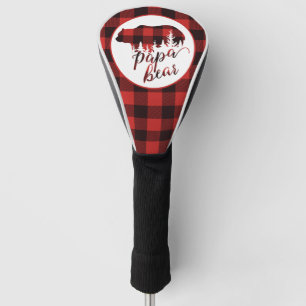Rustic Papa Bear Red & Black Buffalo Plaid Golf Head Cover