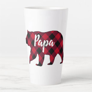 Rustic Papa Bear Red Buffalo Plaid Latte Mug