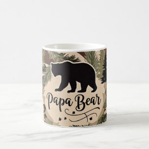 Rustic Papa Bear Silhouette Outdoors Vintage Style Coffee Mug