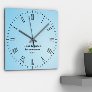 Rustic Paper 1st Wedding Anniversary Wall Clock