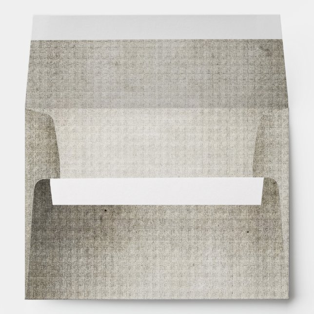Rustic paper grey vintage look wedding envelope (Back (Bottom))