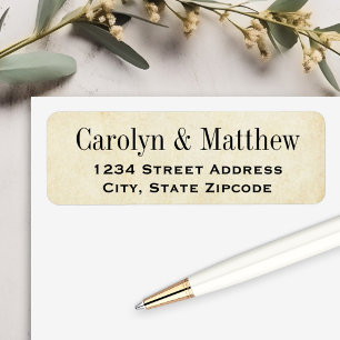 Rustic Parchment Black Wedding Return Address Label