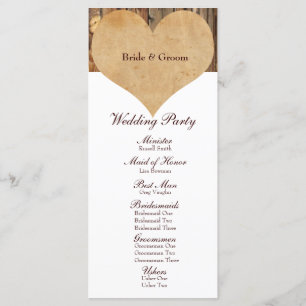 Rustic Parchment Heart Wood Wedding Program