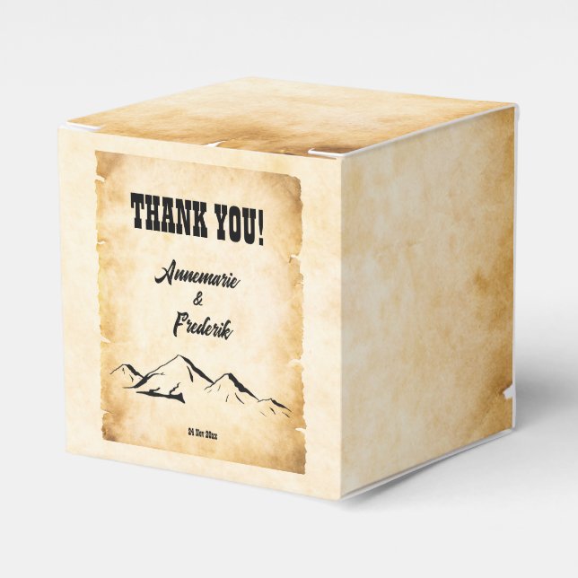 Rustic Parchment Vintage Favour Box (Front Side)