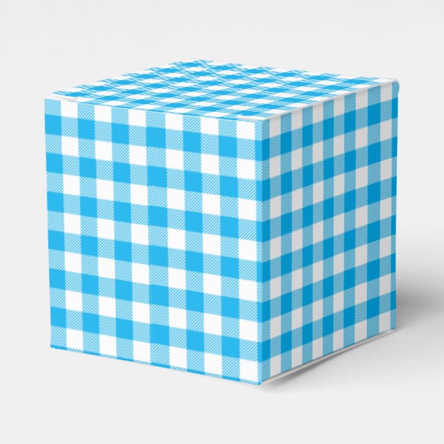 Rustic Party Blue Plaid Gingham Country Wedding Favour Box (Front Side)