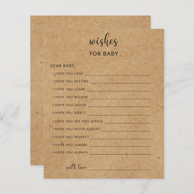 Rustic Party game | wishes for baby (Front/Back)