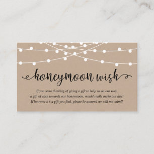 Rustic Party String Lights, Wedding Honeymoon Wish Enclosure Card