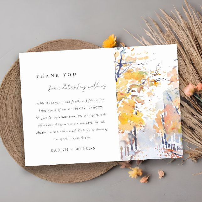 Rustic Pastel Autumn Fall Landscape Wedding Detail Thank You Card (Creator Uploaded)