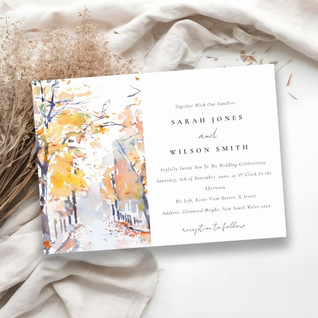 Rustic Pastel Autumn Fall Landscape Wedding Invitation (Creator Uploaded)