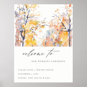 Rustic Pastel Autumn Landscape Wedding Welcome Poster
