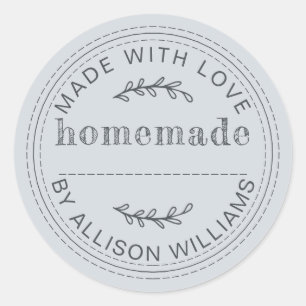 Rustic Pastel Blue Homemade Baked Goods Classic Round Sticker