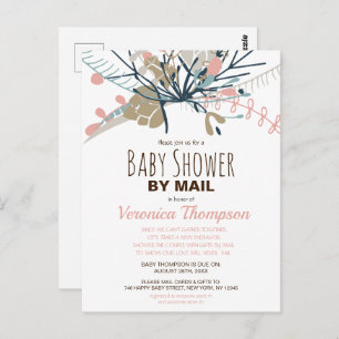 Rustic Pastel Botanical Baby Shower By Mail Invite Postcard