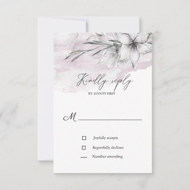 rustic pastel botanics rsvp wedding card (Front)