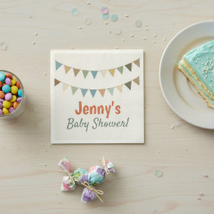 Rustic pastel bunting baby shower napkin