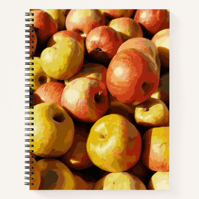 Rustic Pastel Colourful Fall Apple Orchard Harvest Notebook (Front)
