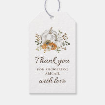 Rustic Pastel Floral Pumpkin Baby Shower Gift Tag