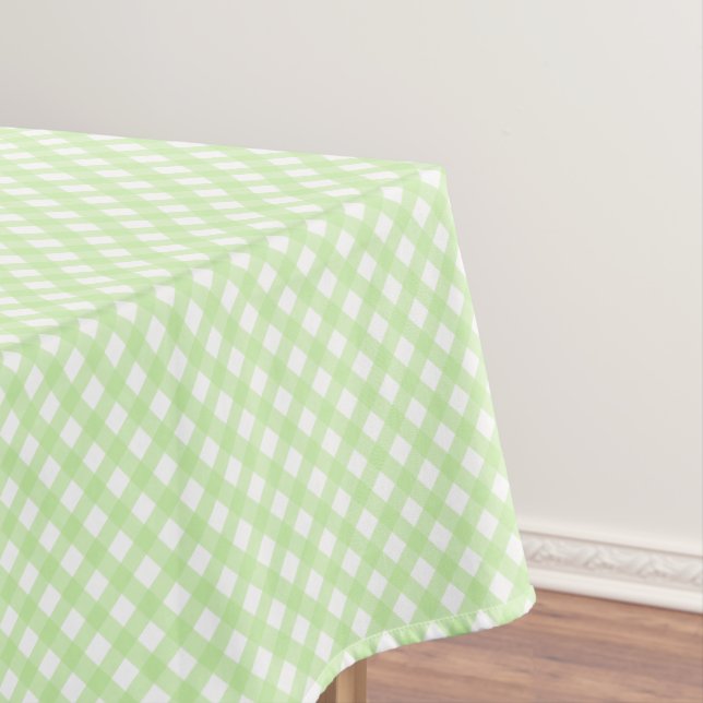 Rustic, Pastel Green Gingham Pattern Tablecloth (In Situ)
