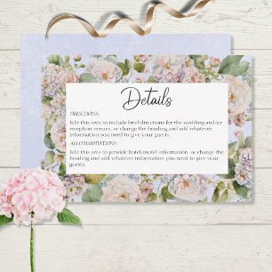 Rustic Pastel Hydrangea Floral Monogram Periwinkle Enclosure Card