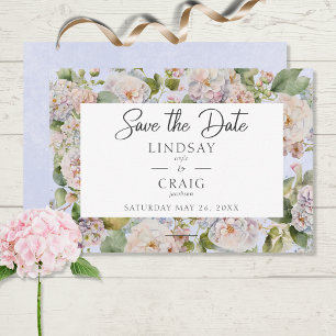 Rustic Pastel Hydrangea Floral Monogram Periwinkle Save The Date