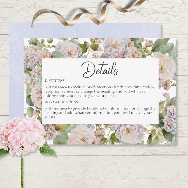 Rustic Pastel Hydrangea Floral Monogram White Enclosure Card (Creator Uploaded)
