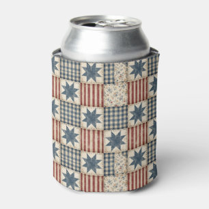 Rustic Patchwork Americana Quilt Pattern Can Cooler