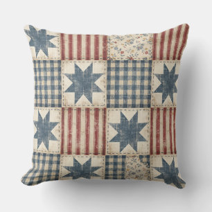 Rustic Patchwork Americana Quilt Pattern Cushion