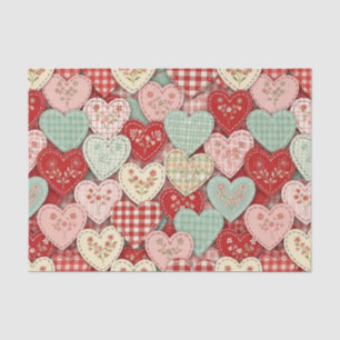 Rustic Patchwork Hearts Picnic Pattern (3) Tissue Paper