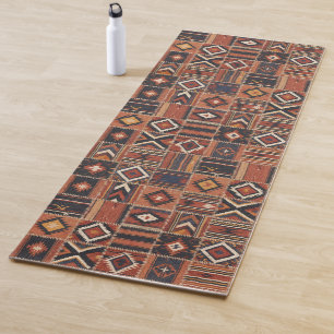 Rustic Patchwork Kilim Geometric Tapestry Yoga Mat