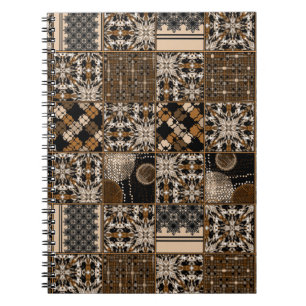 Rustic patchwork pattern notebook