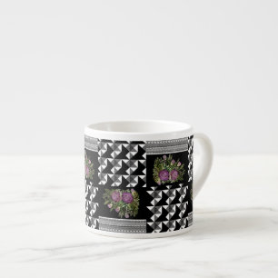 Rustic, patchwork, roses espresso cup