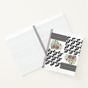 Rustic, patchwork, roses notebook