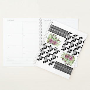 Rustic, patchwork, roses planner