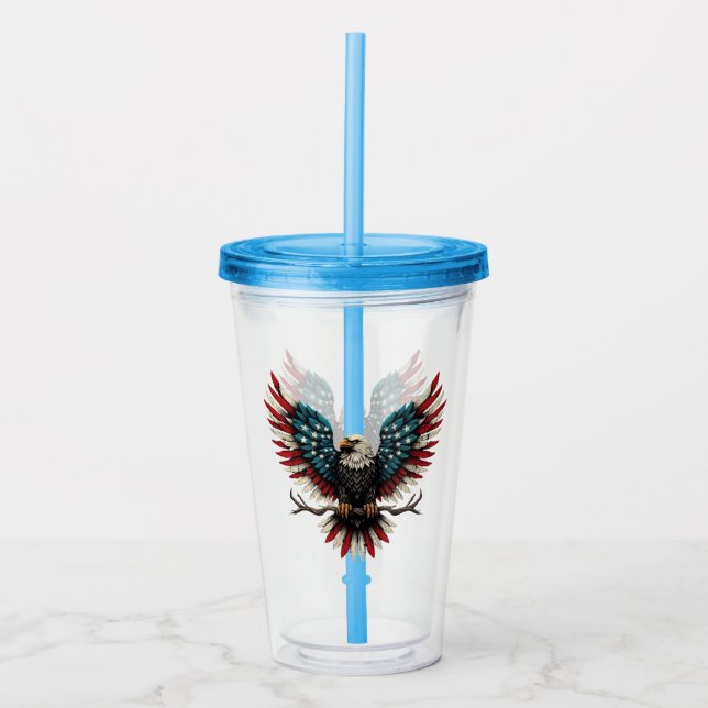Rustic patriotic American/USA bald eagle Acrylic Tumbler (Front)