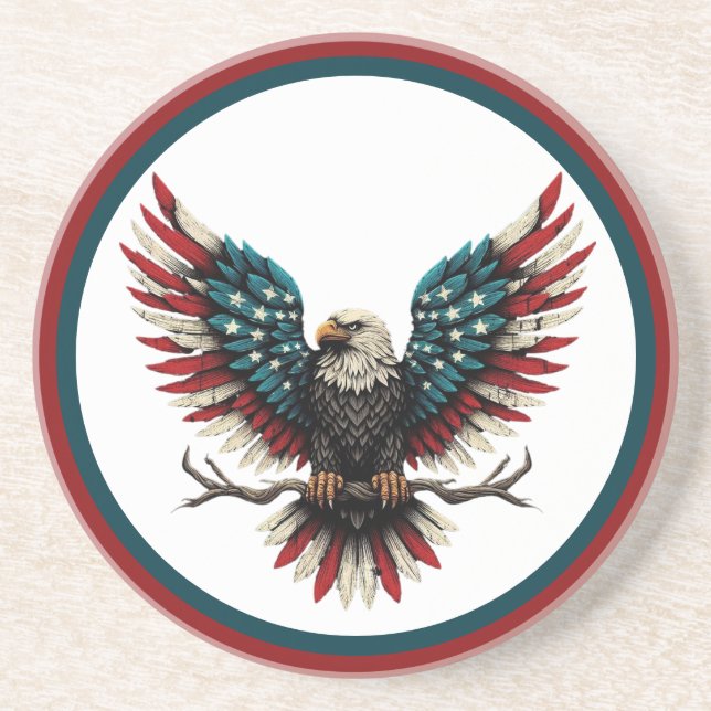 Rustic patriotic American/USA bald eagle Coaster (Front)