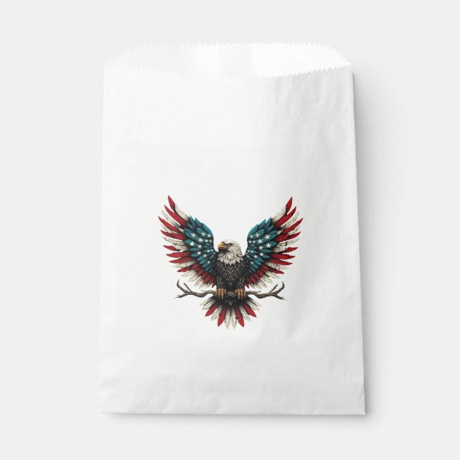 Rustic patriotic American/USA bald eagle Favour Bag (Front)