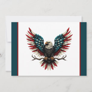Rustic patriotic American/USA bald eagle Holiday Card