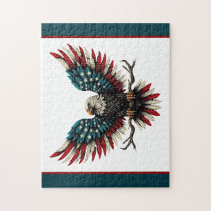 Rustic patriotic American/USA bald eagle Jigsaw Puzzle
