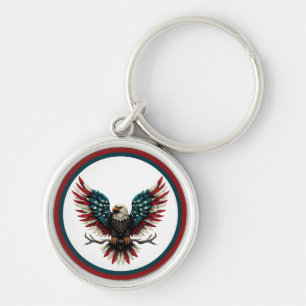 Rustic patriotic American/USA bald eagle Key Ring