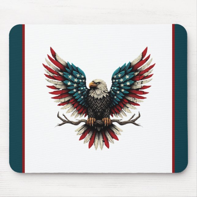 Rustic patriotic American/USA bald eagle Mouse Pad (Front)