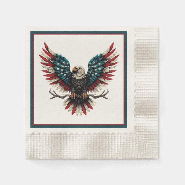 Rustic patriotic American/USA bald eagle Napkin (Front)